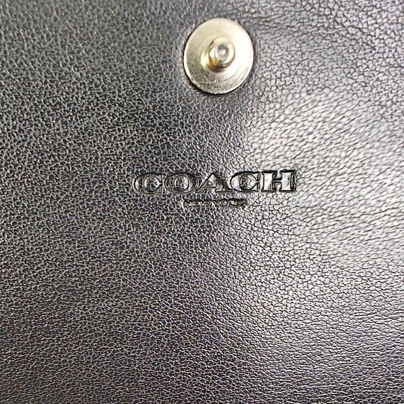 COACH CC LOGO CANVAS BLACK GENUINE LEATHER LONG WALLET PURSE CLUTCH - Picture 7 of 7